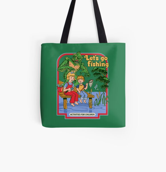Let's Go Fishing All Over Print Tote Bag