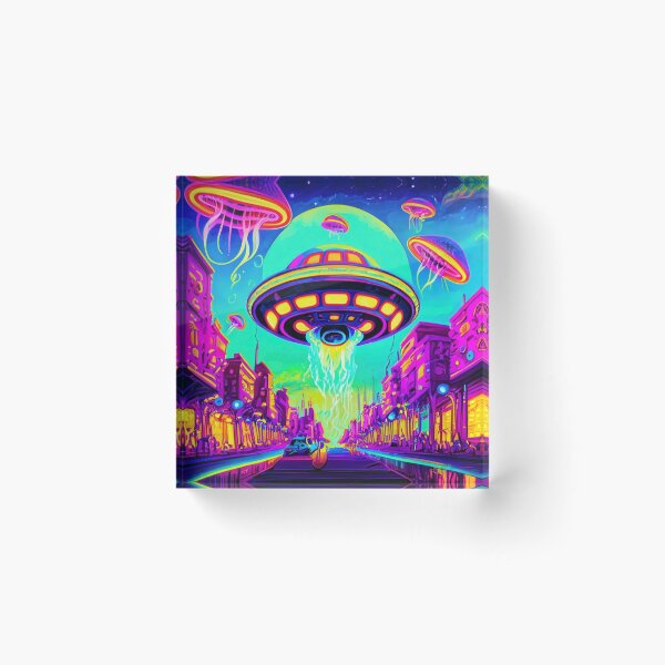 Item preview, Vibrant Psychedelic Alien UFO Cityscapes – Trippy Sci-Fi 2 designed and sold by Benito Del Ray.