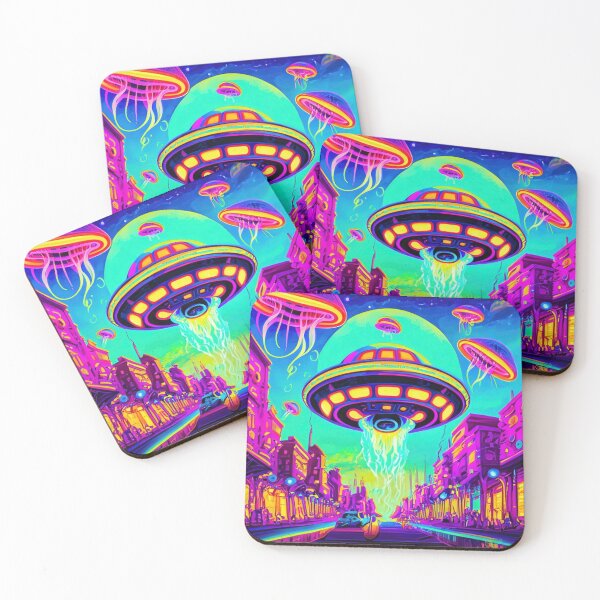 Item preview, Vibrant Psychedelic Alien UFO Cityscapes – Trippy Sci-Fi 2 designed and sold by Benito Del Ray.
