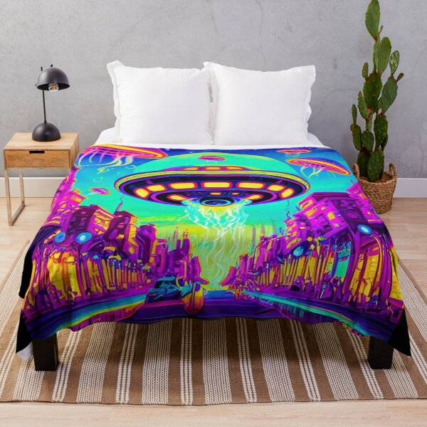 Item preview, Vibrant Psychedelic Alien UFO Cityscapes – Trippy Sci-Fi 2 designed and sold by Benito Del Ray.