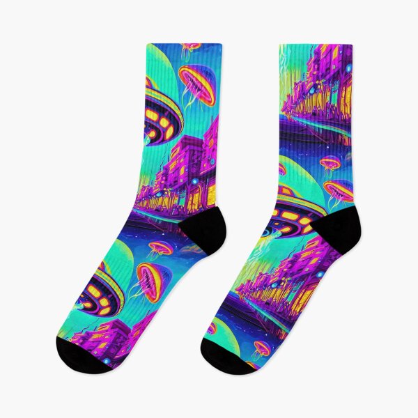 Item preview, Vibrant Psychedelic Alien UFO Cityscapes – Trippy Sci-Fi 2 designed and sold by Benito Del Ray.