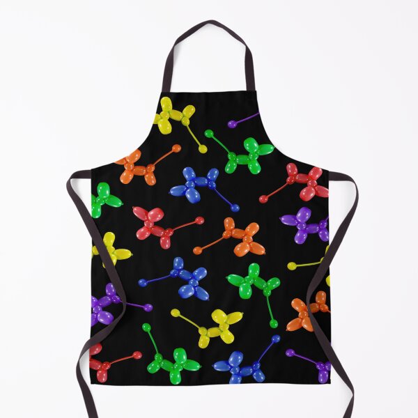 Item preview, Balloon animal poodles in rainbow colors scattered on black designed and sold by Stretch Clendennen.