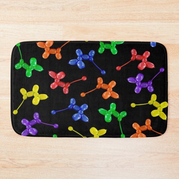 Item preview, Balloon animal poodles in rainbow colors scattered on black designed and sold by Stretch Clendennen.