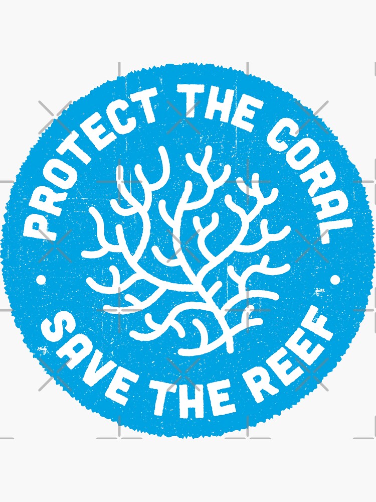 Thumbnail 3 of 3, Sticker, Protect the Coral, Save the Reef. Blue Icon. designed and sold by Bangtees.