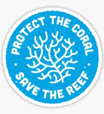 Protect the Coral, Save the Reef. Blue Icon. Sticker