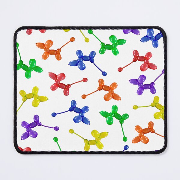 Item preview, Balloon animal poodles in rainbow colors scattered on black designed and sold by Stretch Clendennen.