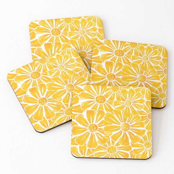 Item preview, Yellow Block Print Daisy Pattern designed and sold by Courtlandia.