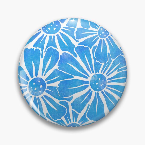 Item preview, Blue Block Print Daisy Pattern designed and sold by Courtlandia.