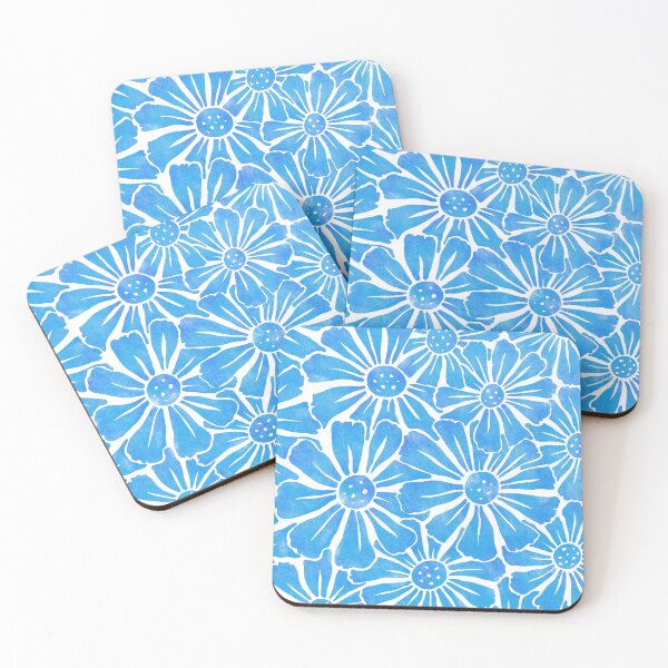 Item preview, Blue Block Print Daisy Pattern designed and sold by Courtlandia.