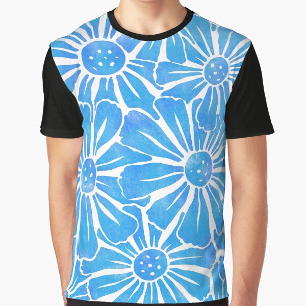 Item preview, Blue Block Print Daisy Pattern designed and sold by Courtlandia.