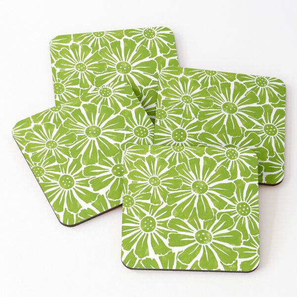 Item preview, Hunter Green Block Print Daisy Pattern designed and sold by Courtlandia.