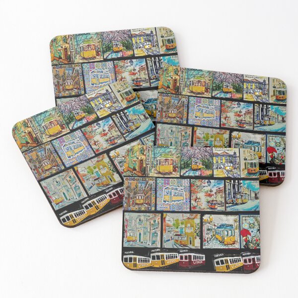 Item preview, Lisbon Vintage Streetcar Magnets Patchwork Mosaic designed and sold by worldways.