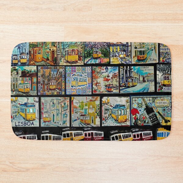 Item preview, Lisbon Vintage Streetcar Magnets Patchwork Mosaic designed and sold by worldways.