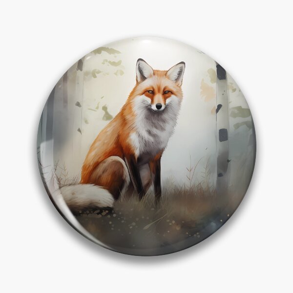 Item preview, In the Heart of Autumn: A Captivating Watercolor Depiction of a Red Fox Amidst the Birch Trees, Fixing its Gaze Upon You designed and sold by EmeraldeaArt.