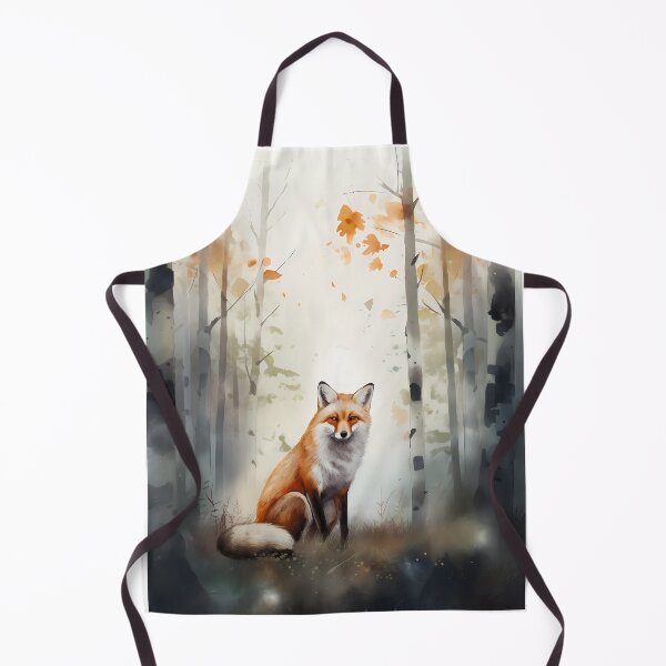 Item preview, In the Heart of Autumn: A Captivating Watercolor Depiction of a Red Fox Amidst the Birch Trees, Fixing its Gaze Upon You designed and sold by EmeraldeaArt.
