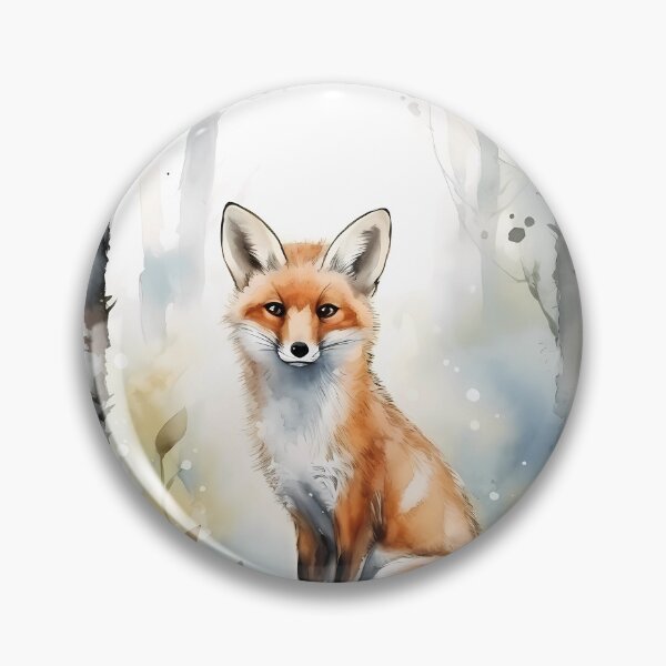 Item preview, Captivating Fox Amidst a Tranquil Birch Forest: A Serene Aquarelle Painting Perfect for Nature Enthusiasts and Wildlife Lovers designed and sold by EmeraldeaArt.
