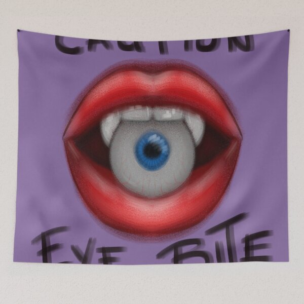 Item preview, Caution Eye Bite Label designed and sold by ShenGeomiArt.
