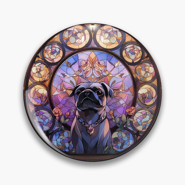 Item preview, Adorable Pug Portrait Stained Glass Design: A Whimsical Canine design designed and sold by octoboobs.