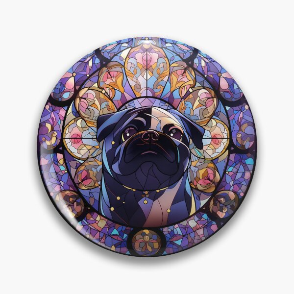 Item preview, Charming Pug Portrait Stained Glass Design: A Whimsical Delight designed and sold by octoboobs.