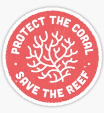 Schütze die Korallen, rette das Riff. Rote Ikone. Sticker