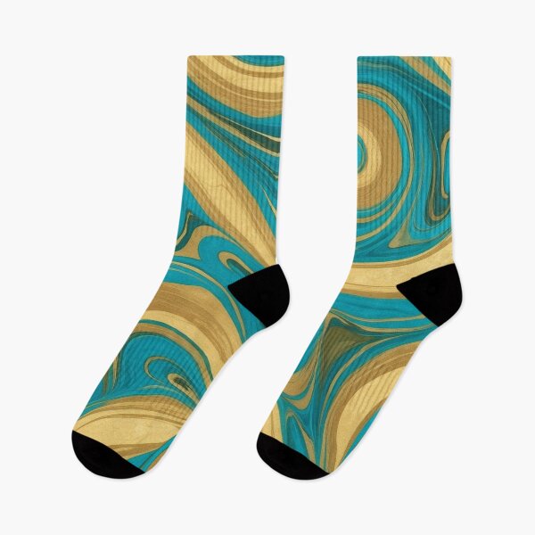Item preview, Spiral Lines Blue Teal And Golden Teal And Gold Pattern  designed and sold by Moonsiess.