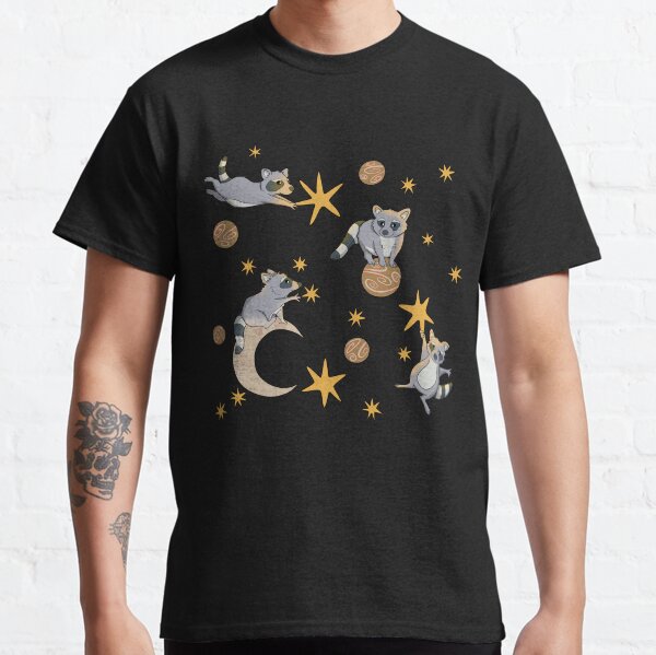 Raccoons and Stars - Black Background - Dream Big Classic T-Shirt