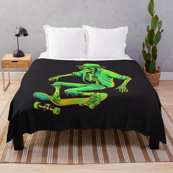 Item preview, Neon Green Skeleton Skateboarding Art: Electrifying Bones on Wheels designed and sold by TEEJAMBOREE.