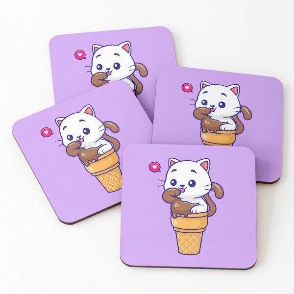 Item preview, Adorable Cat with Ice Cream Cone: Cartoon Vector Ico designed and sold by hjian8219.