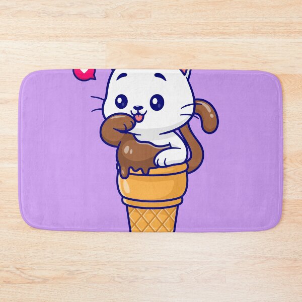 Item preview, Adorable Cat with Ice Cream Cone: Cartoon Vector Ico designed and sold by hjian8219.