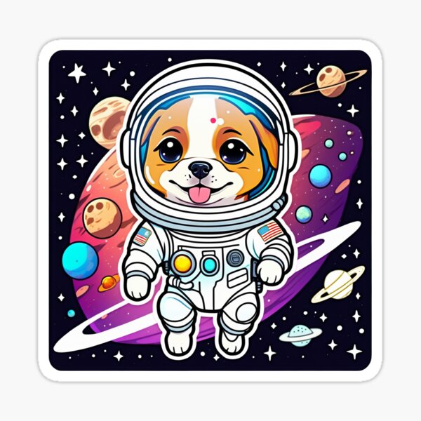 Astronaut Puppy: Adorable Space Explorer Sticker