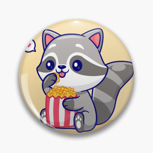 Item preview, Cheeky Raccoon Munching Popcorn: Cartoon Vector Icon designed and sold by hjian8219.