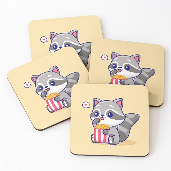 Item preview, Cheeky Raccoon Munching Popcorn: Cartoon Vector Icon designed and sold by hjian8219.