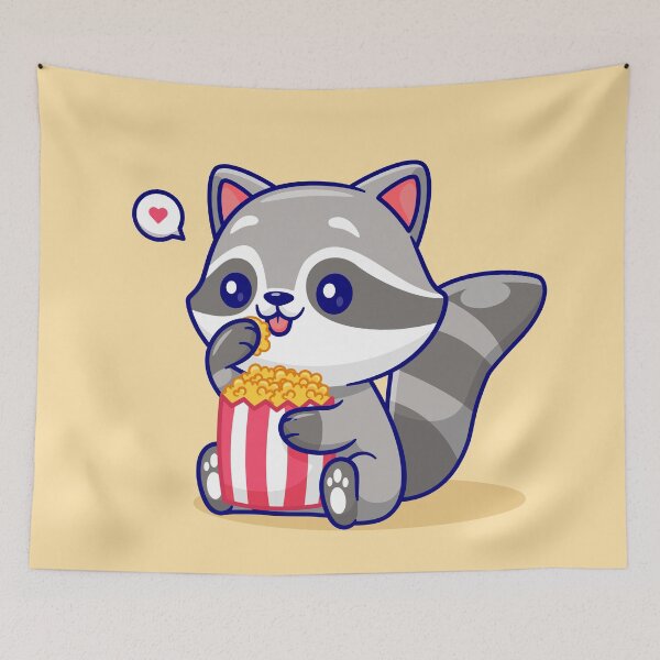 Item preview, Cheeky Raccoon Munching Popcorn: Cartoon Vector Icon designed and sold by hjian8219.