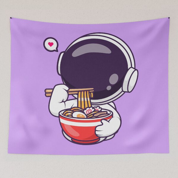 Item preview, Adorable Astronaut Enjoying Ramen Noodles: Cartoon Vector Icon designed and sold by hjian8219.
