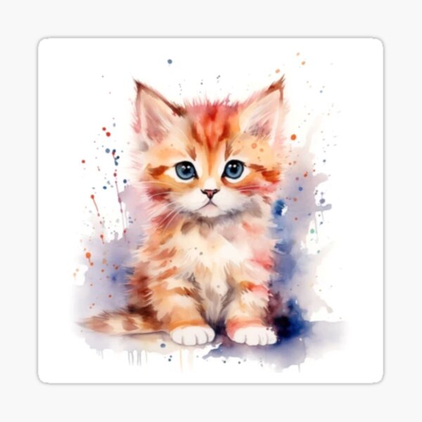 Item preview, Little Serious Kitten - Watercolor Painting - Digital Art designed and sold by SeraphimDesigns.