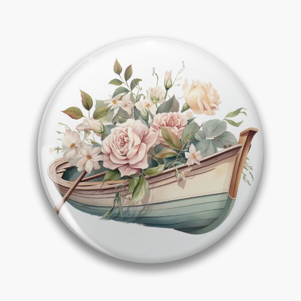 Artikelvorschau, Vintage-Ruderboot mit Blumenmuster. entworfen und verkauft von PawsandPages.