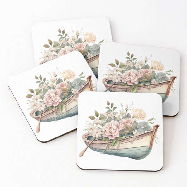 Item preview, Vintage floral row boat. designed and sold by PawsandPages.