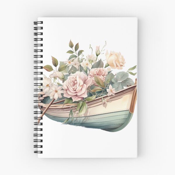 Artikelvorschau, Vintage-Ruderboot mit Blumenmuster. entworfen und verkauft von PawsandPages.
