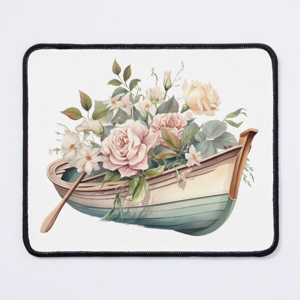 Item preview, Vintage floral row boat. designed and sold by PawsandPages.
