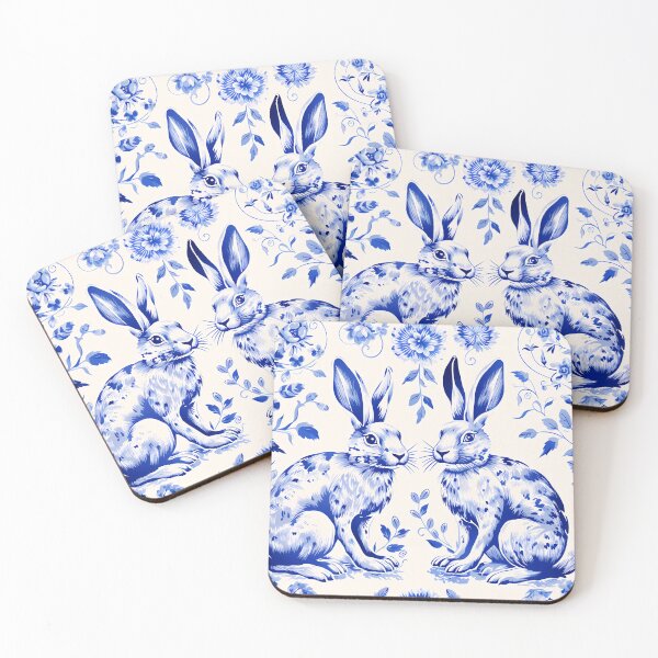 Item preview, White Rabbits with Blue Willow style design designed and sold by Kristylynn757.