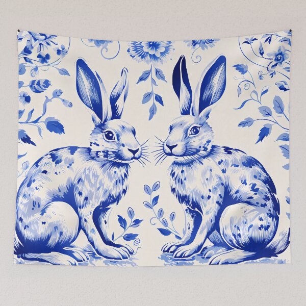 Item preview, White Rabbits with Blue Willow style design designed and sold by Kristylynn757.