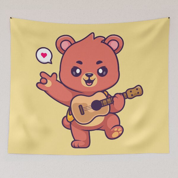 Item preview, Rocking Bear Strumming a Metal Guitar: Cartoon Vector Icon designed and sold by hjian8219.
