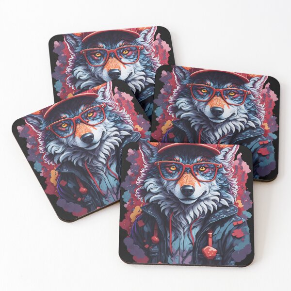 Item preview, Wolf wearing glasses designed and sold by MythicalSticker.