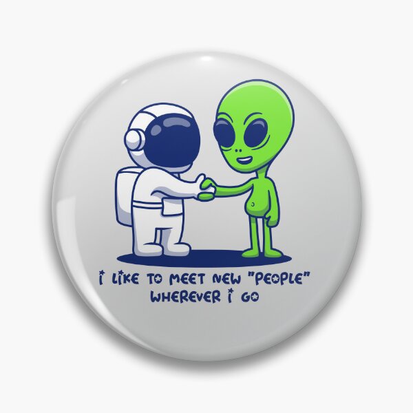 Item preview, Astronaut greeting green alien: space friends designed and sold by LookByLau.