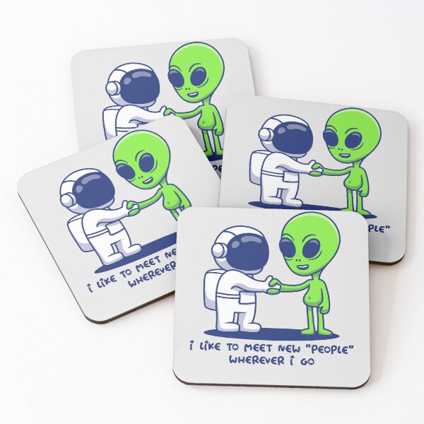 Item preview, Astronaut greeting green alien: space friends designed and sold by LookByLau.