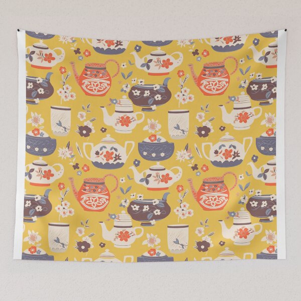 Item preview, Tea time japanese relax yellow designed and sold by Alessandro Remo Mazzoni Remotextiles.