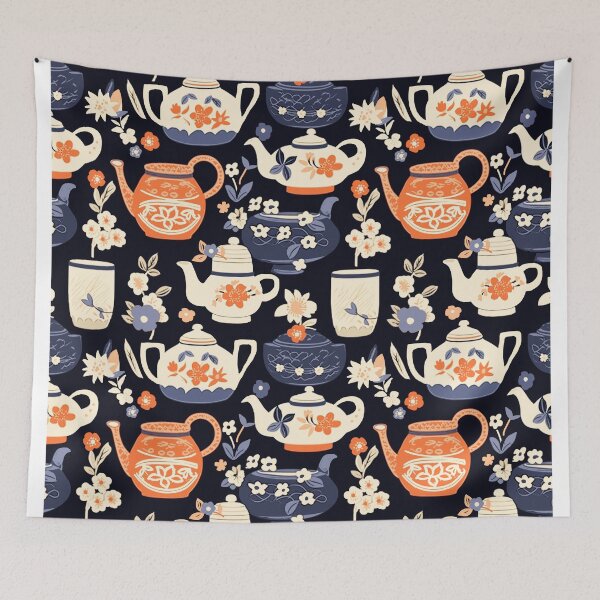 Item preview, Tea time japanese relax black designed and sold by Alessandro Remo Mazzoni Remotextiles.