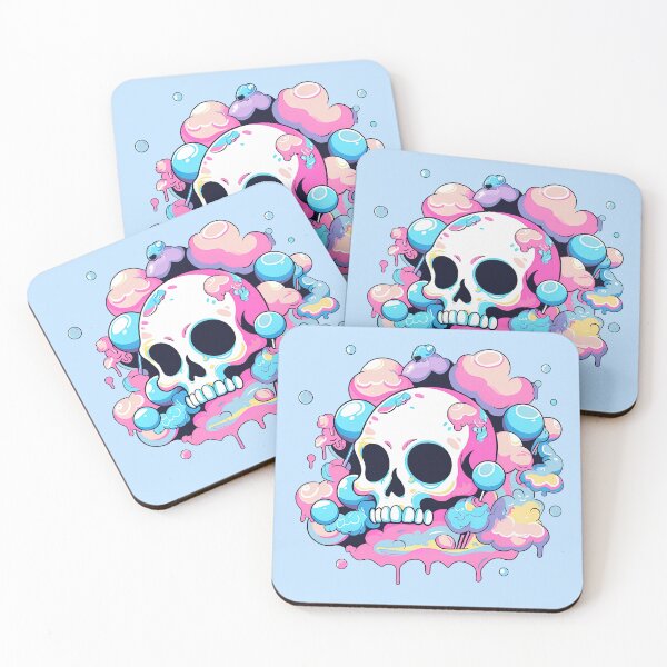 Item preview, Colorful Bubblegum Skull Lollipop Pink and Blue Sweets Juicy Spooky Halloween designed and sold by BubbleBone.