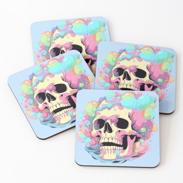 Item preview, Colorful Bubblegum Skull Lollipop Pink and Blue Sweets Juicy Spooky Halloween designed and sold by BubbleBone.