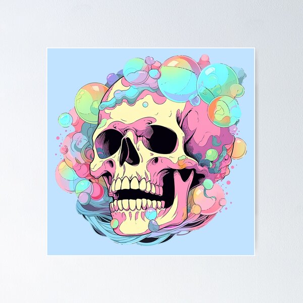 Item preview, Colorful Bubblegum Skull Lollipop Pink and Blue Sweets Juicy Spooky Halloween designed and sold by BubbleBone.